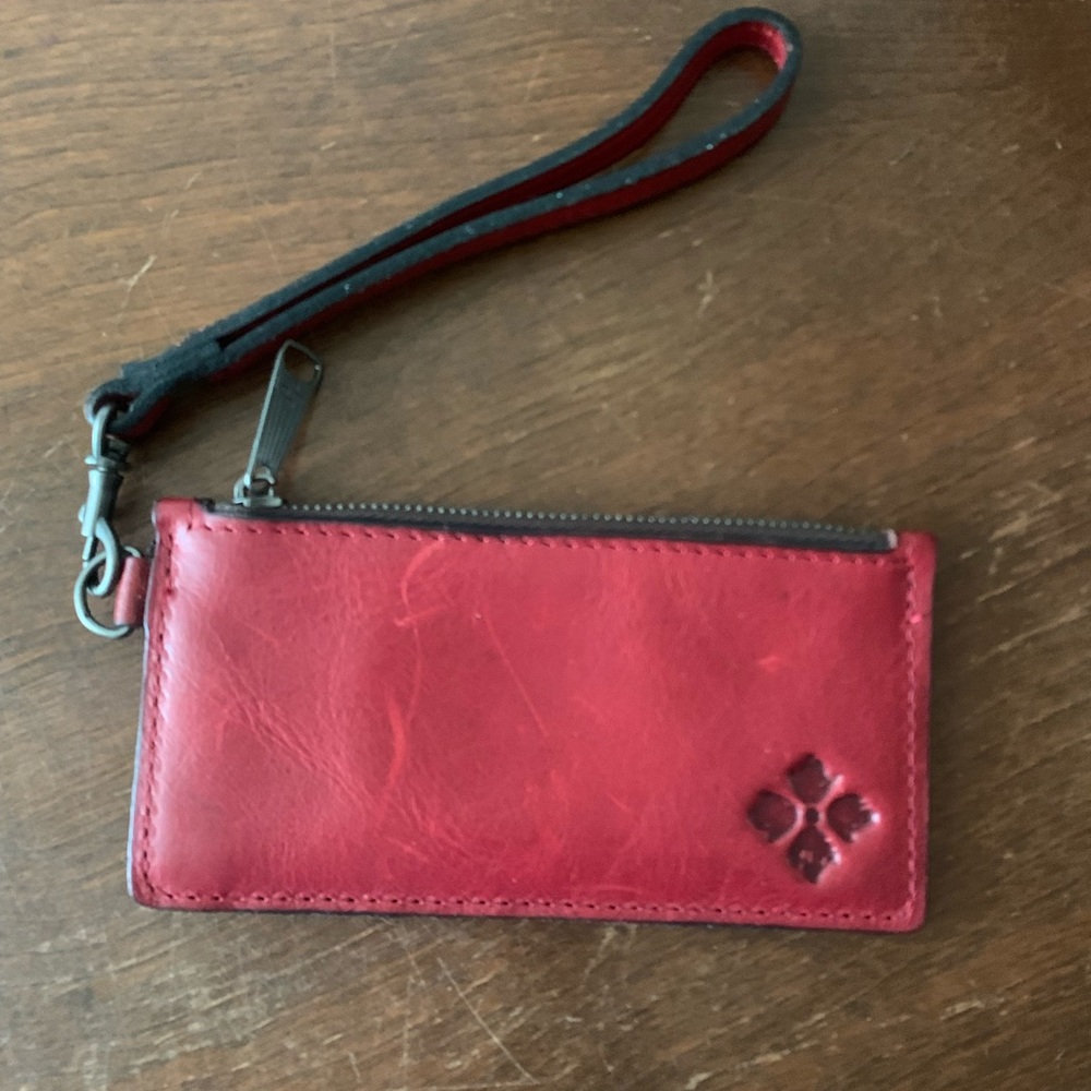 Patricia Nash Berry Red/Magenta Leather Wristlet Clutch